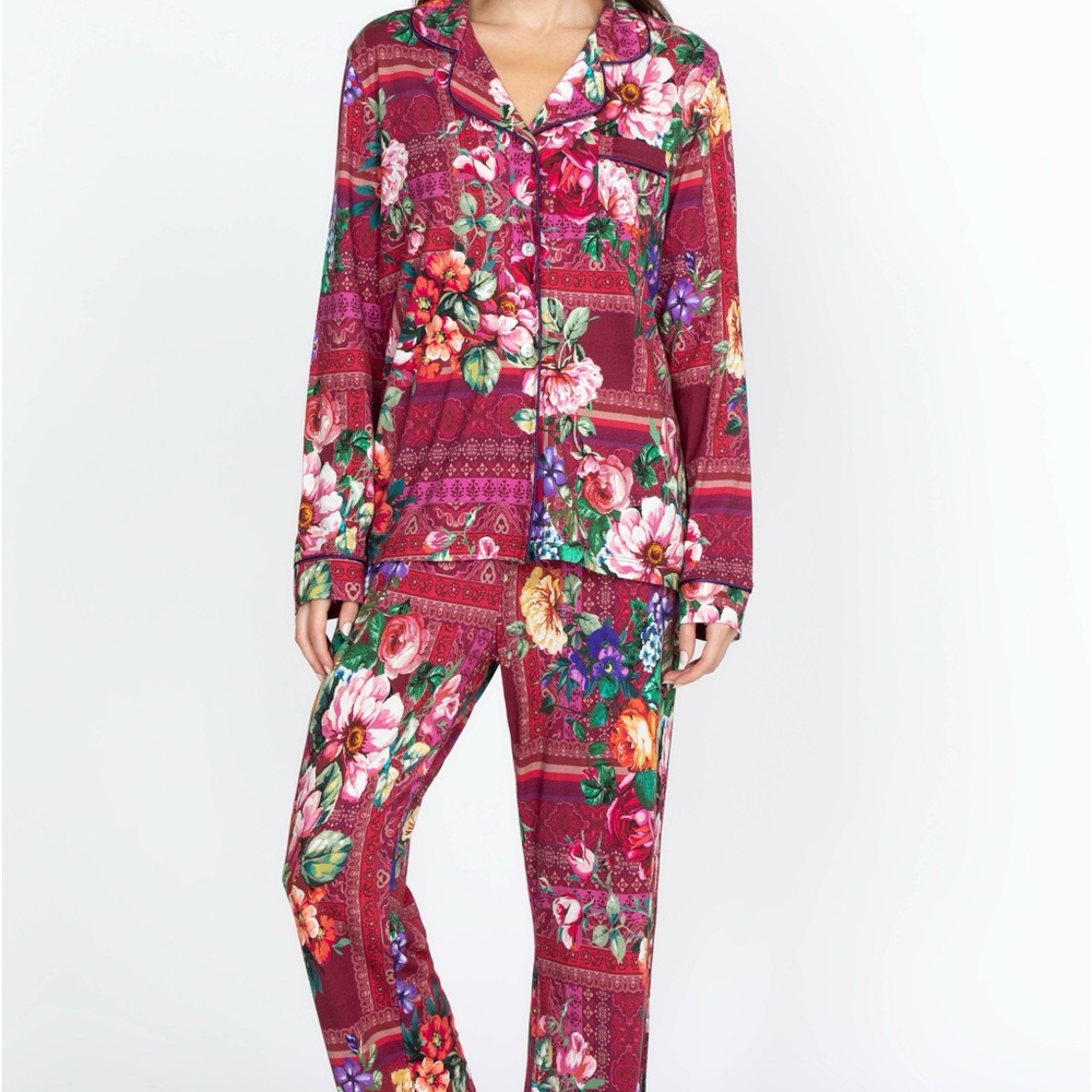 Johnny Was Bethia two piece long floral pajamas set